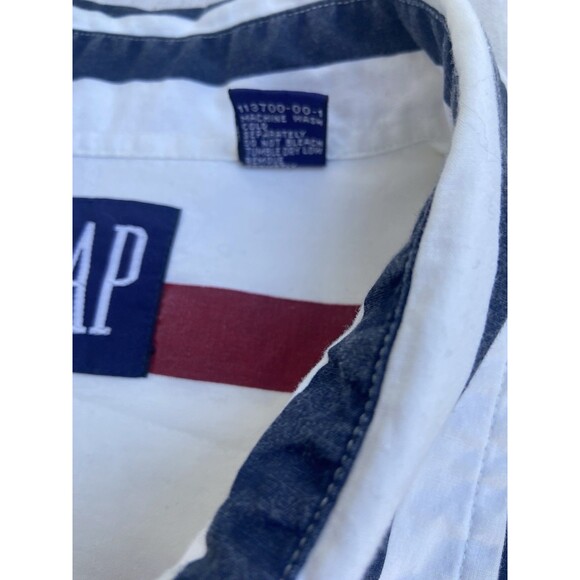 Vintage GAP Men’s XL Striped Button Down Shirt Red White Blue Y2K - Picture 5 of 16